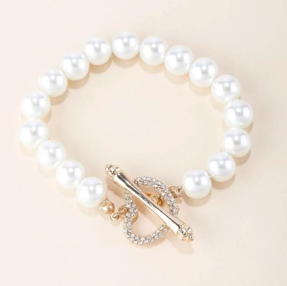 pearl and rhinestones bracelet - Picture 2 of 3